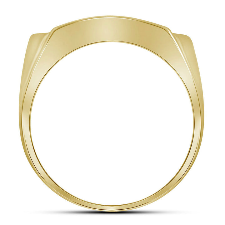 10kt Yellow Gold Mens Round Diamond Rectangle Arched Cluster Ring 1/2 Cttw 10 Daisy Joyeria