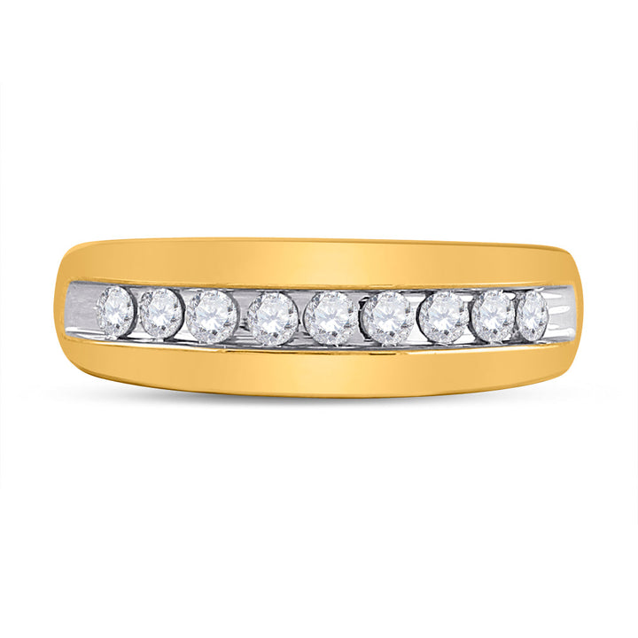 10kt Yellow Gold Mens Round Diamond Wedding Band Ring 1/2 Cttw 10 Daisy Joyeria