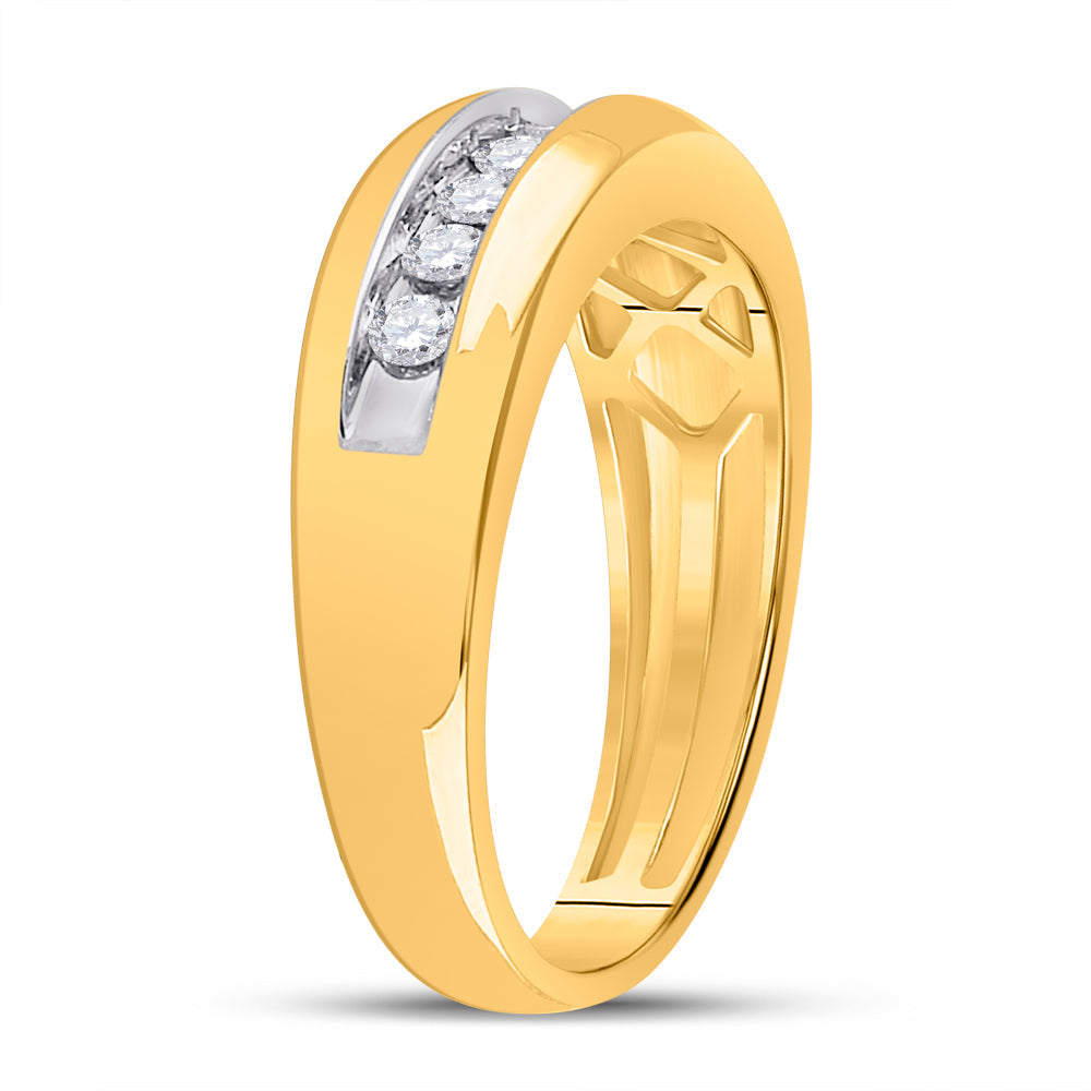 10kt Yellow Gold Mens Round Diamond Wedding Band Ring 1/2 Cttw 10 Daisy Joyeria