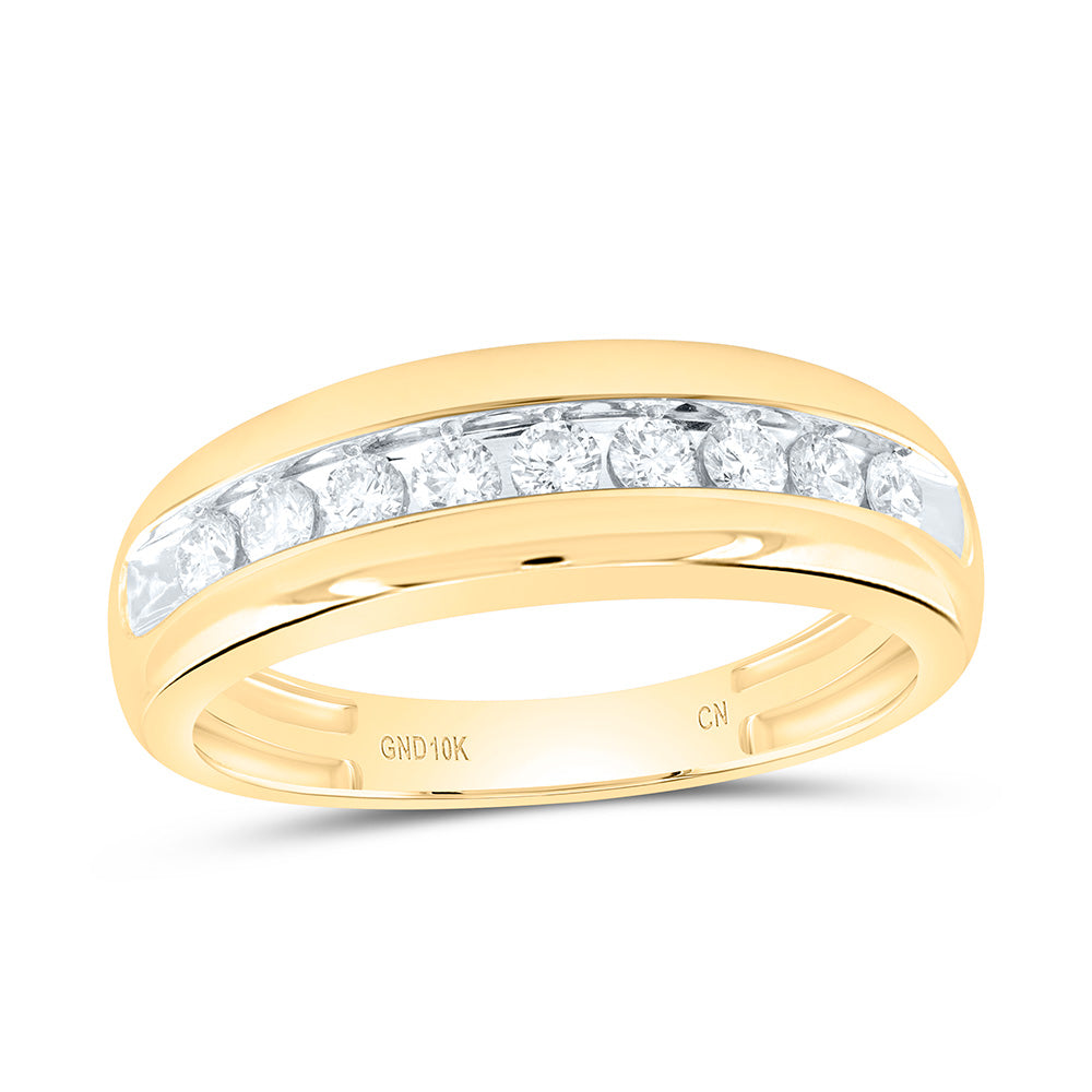 10kt Yellow Gold Mens Round Diamond Wedding Band Ring 1/2 Cttw 10 Daisy Joyeria
