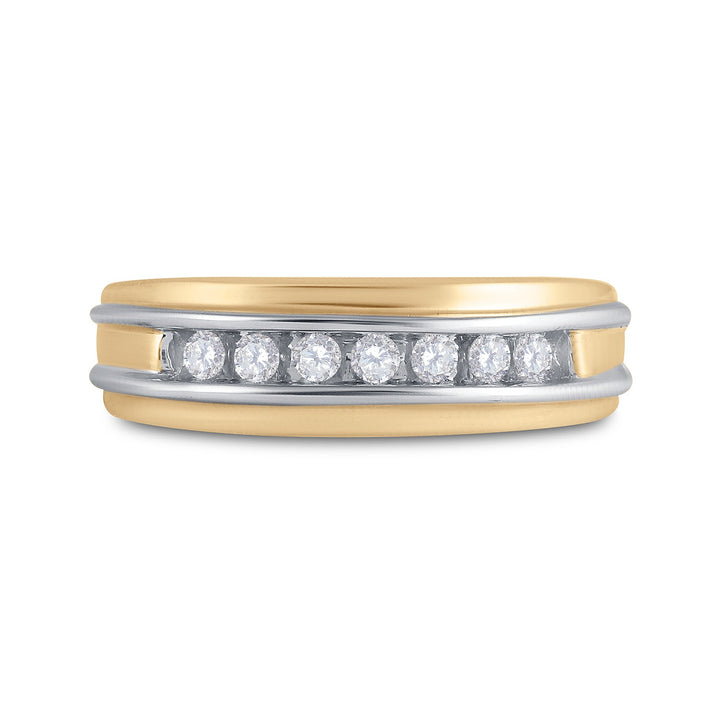 10kt Two-tone Gold Mens Round Diamond Band Ring 1/4 Cttw 10 Daisy Joyeria