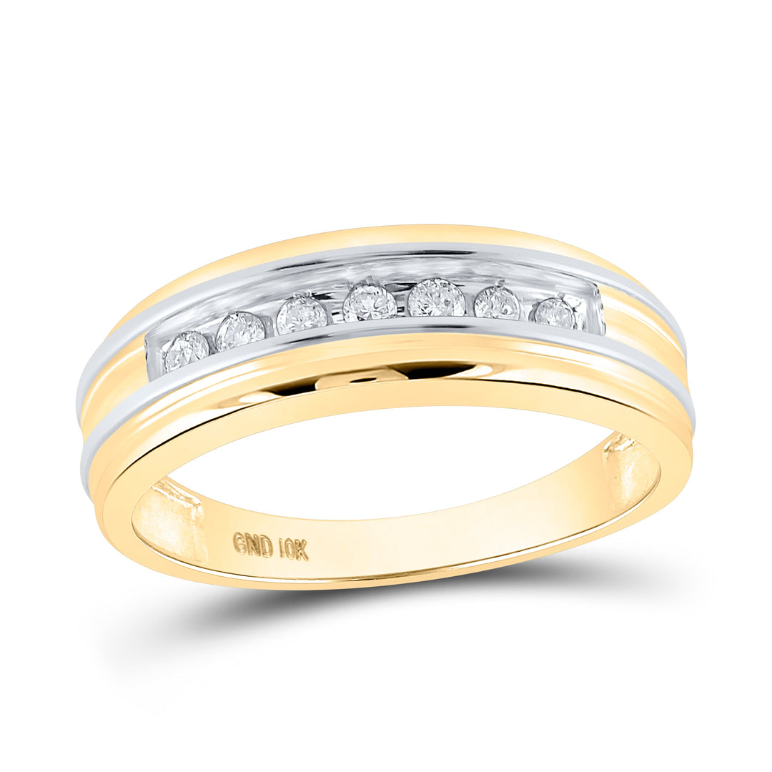 10kt Two-tone Gold Mens Round Diamond Band Ring 1/4 Cttw 10 Daisy Joyeria