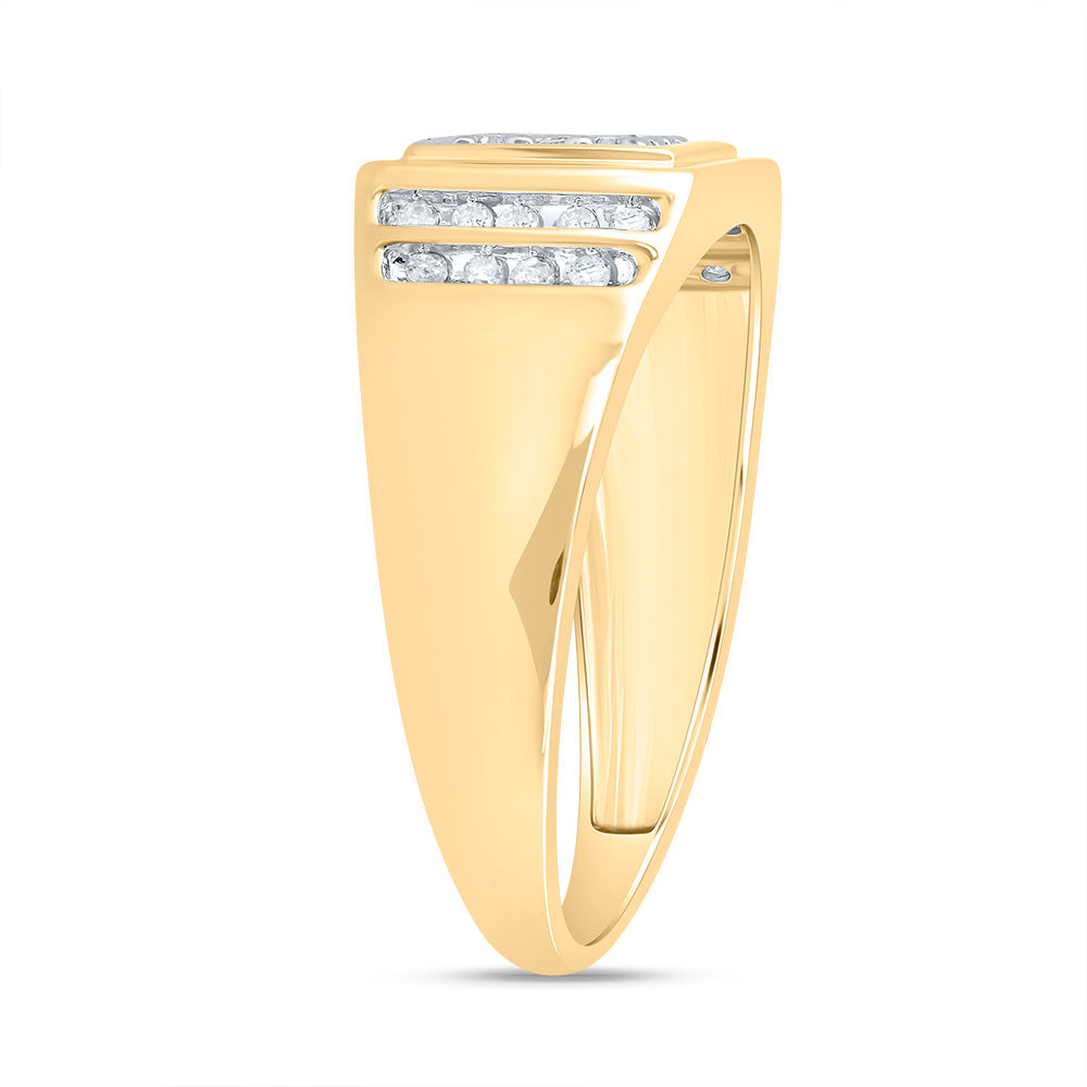 14kt Yellow Gold Mens Round Diamond Square Cluster Ring 1/4 Cttw 10 Daisy Joyeria