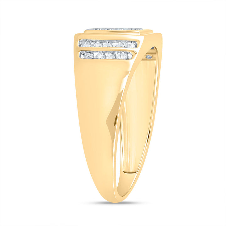 14kt Yellow Gold Mens Round Diamond Square Cluster Ring 1/4 Cttw 10 Daisy Joyeria