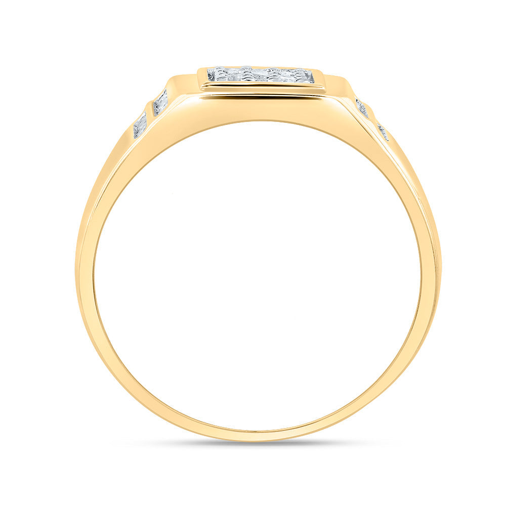 14kt Yellow Gold Mens Round Diamond Square Cluster Ring 1/4 Cttw 10 Daisy Joyeria