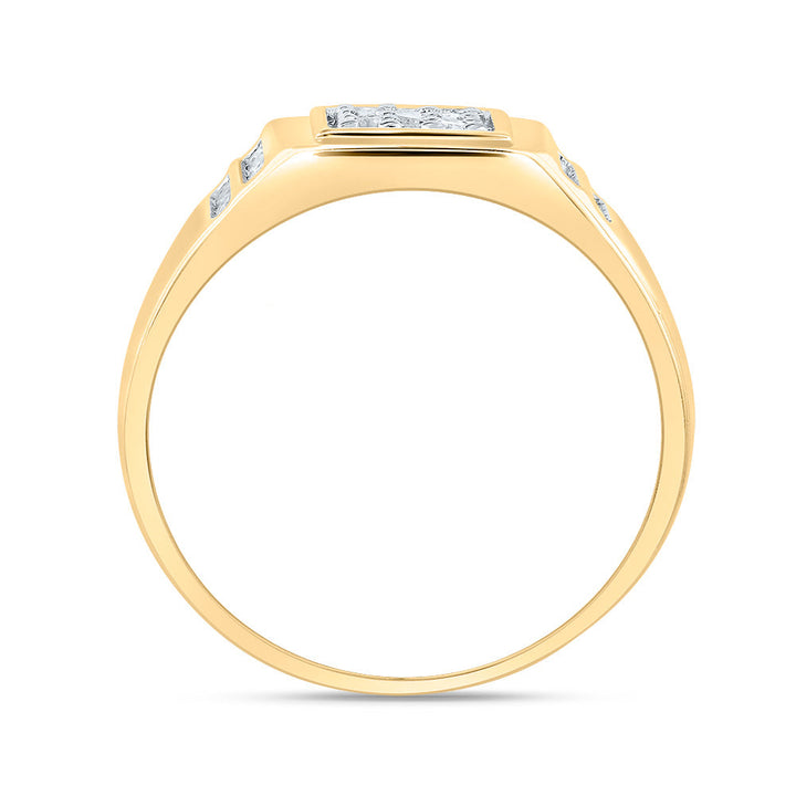 14kt Yellow Gold Mens Round Diamond Square Cluster Ring 1/4 Cttw 10 Daisy Joyeria