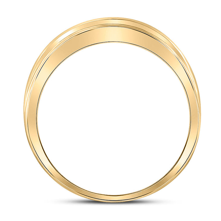 14kt Yellow Gold Mens Round Diamond Wedding 2-Row Band Ring 1/4 Cttw 10 Daisy Joyeria