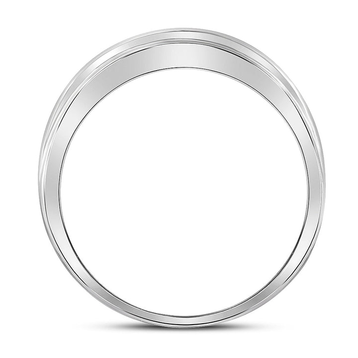 10kt White Gold Mens Round Diamond Wedding 2-Row Band Ring 1/4 Cttw 10 Daisy Joyeria