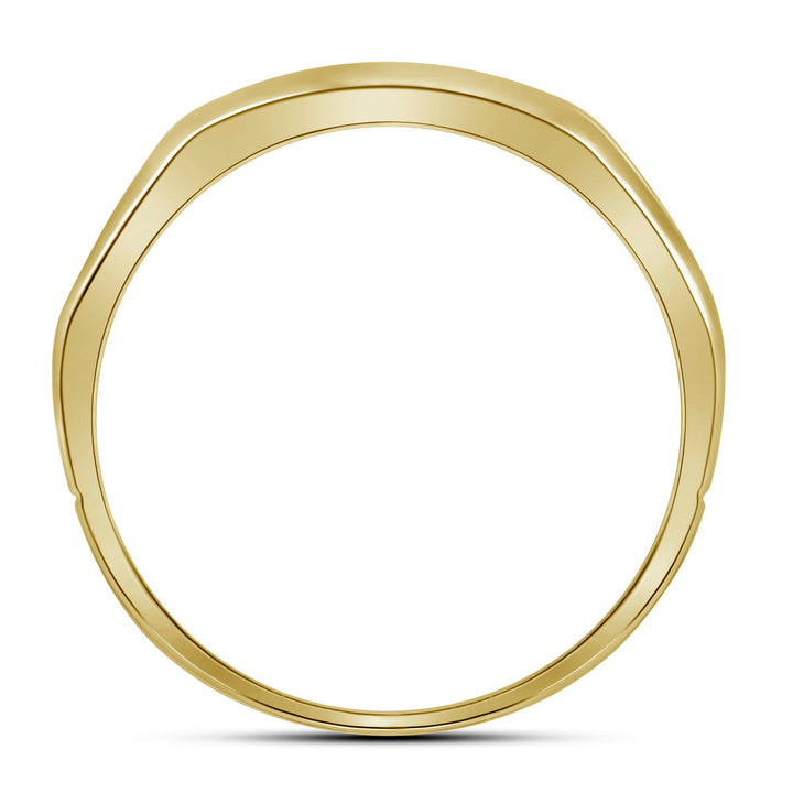 10kt Two-tone Yellow Gold Mens Round Diamond Grooved Wedding Band Ring 1/4 Cttw 10 Daisy Joyeria