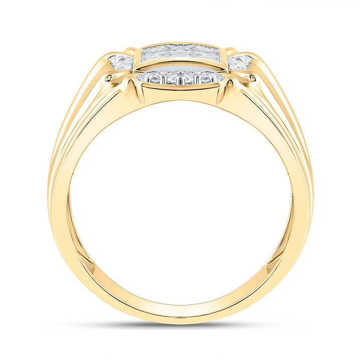 10kt Yellow Gold Mens Round Diamond Cluster Ring 1/4 Cttw 10 Daisy Joyeria