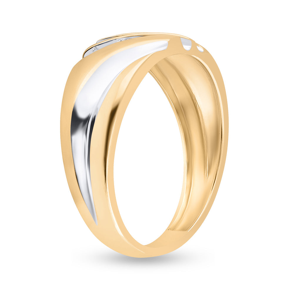 10kt Yellow Gold Mens Round Diamond 2-tone Wedding Anniversary Band Ring 1/8 Cttw 10 Daisy Joyeria