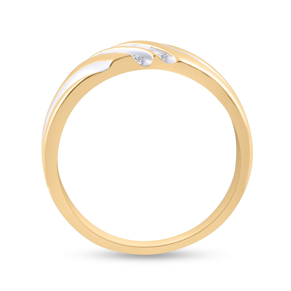 10kt Yellow Gold Mens Round Diamond 2-tone Wedding Anniversary Band Ring 1/8 Cttw 10 Daisy Joyeria