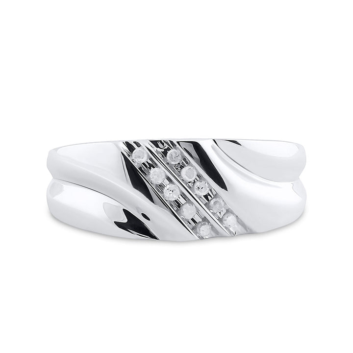 Sterling Silver Mens Round Channel-set Diamond Wedding Band Ring 1/8 Cttw 10 Daisy Joyeria
