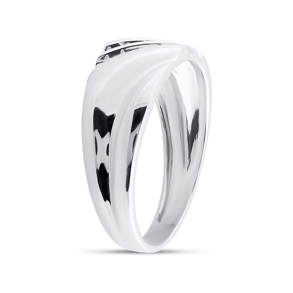 Sterling Silver Mens Round Channel-set Diamond Wedding Band Ring 1/8 Cttw 10 Daisy Joyeria