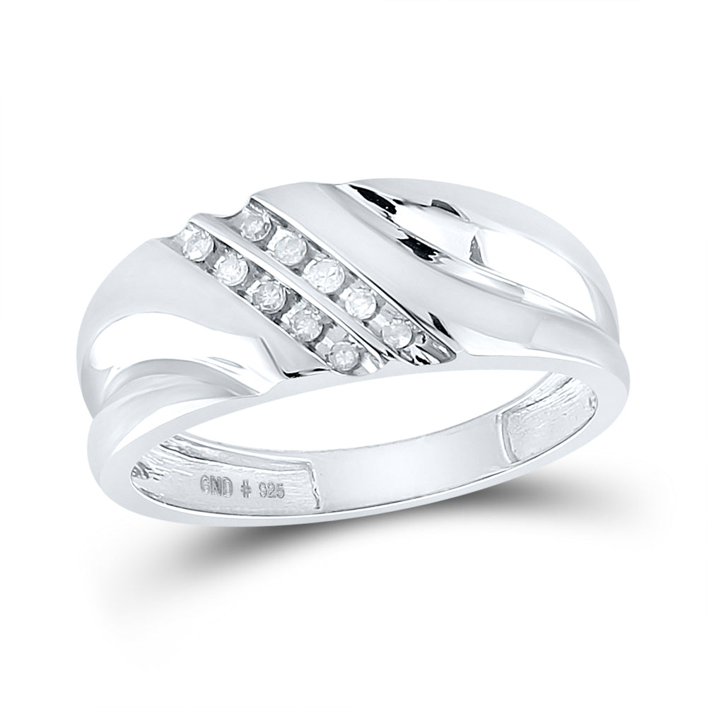 Sterling Silver Mens Round Channel-set Diamond Wedding Band Ring 1/8 Cttw 10 Daisy Joyeria