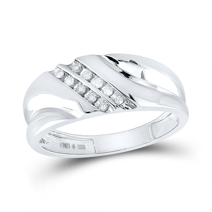 Sterling Silver Mens Round Channel-set Diamond Wedding Band Ring 1/8 Cttw 10 Daisy Joyeria