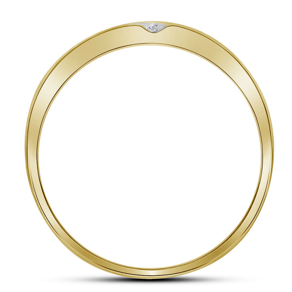 10kt Yellow Gold Mens Round Diamond Double Row Slender Wedding Band 1/8 Cttw 10 Daisy Joyeria