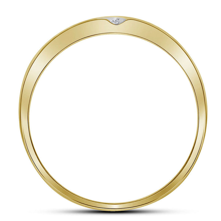 10kt Yellow Gold Mens Round Diamond Double Row Slender Wedding Band 1/8 Cttw 10 Daisy Joyeria