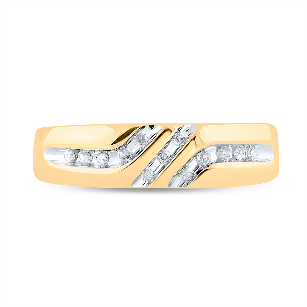 10kt Yellow Gold Mens Round Channel-set Diamond Triple Row Wedding Band Ring 1/8 Cttw 10 Daisy Joyeria
