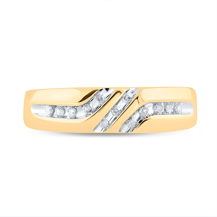 10kt Yellow Gold Mens Round Channel-set Diamond Triple Row Wedding Band Ring 1/8 Cttw 10 Daisy Joyeria