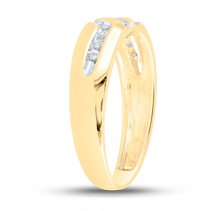 10kt Yellow Gold Mens Round Channel-set Diamond Triple Row Wedding Band Ring 1/8 Cttw 10 Daisy Joyeria