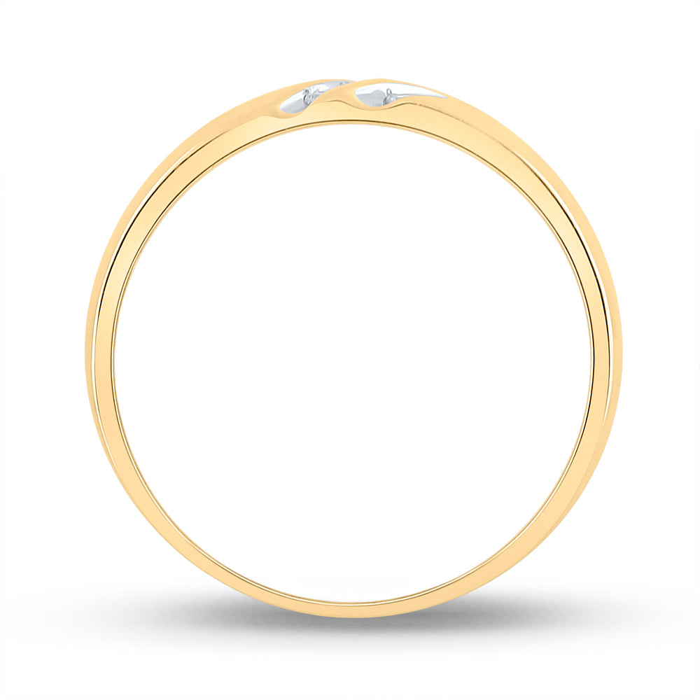 10kt Yellow Gold Mens Round Channel-set Diamond Triple Row Wedding Band Ring 1/8 Cttw 10 Daisy Joyeria
