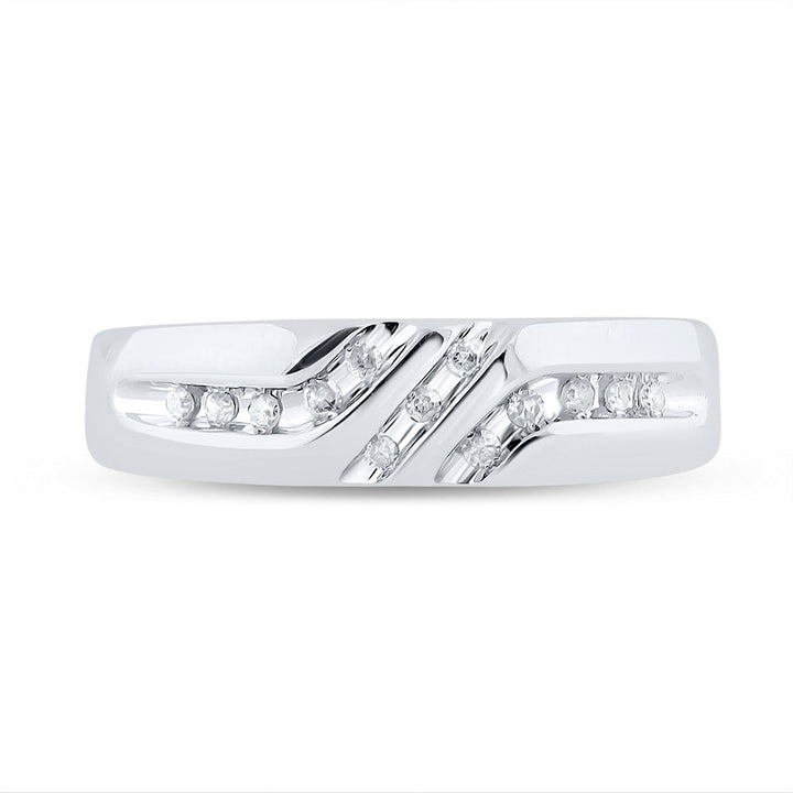 10kt White Gold Mens Round Channel-set Diamond Triple Row Wedding Band Ring 1/8 Cttw 10 Daisy Joyeria