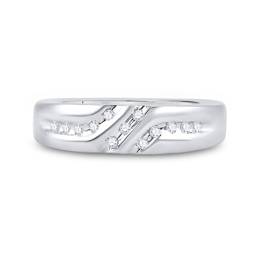 14kt White Gold Mens Round Diamond 5mm Wedding Anniversary Band Ring 1/8 Cttw 10 Daisy Joyeria