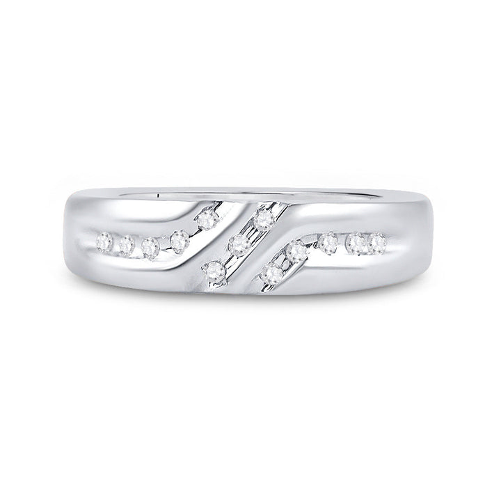 14kt White Gold Mens Round Diamond 5mm Wedding Anniversary Band Ring 1/8 Cttw 10 Daisy Joyeria