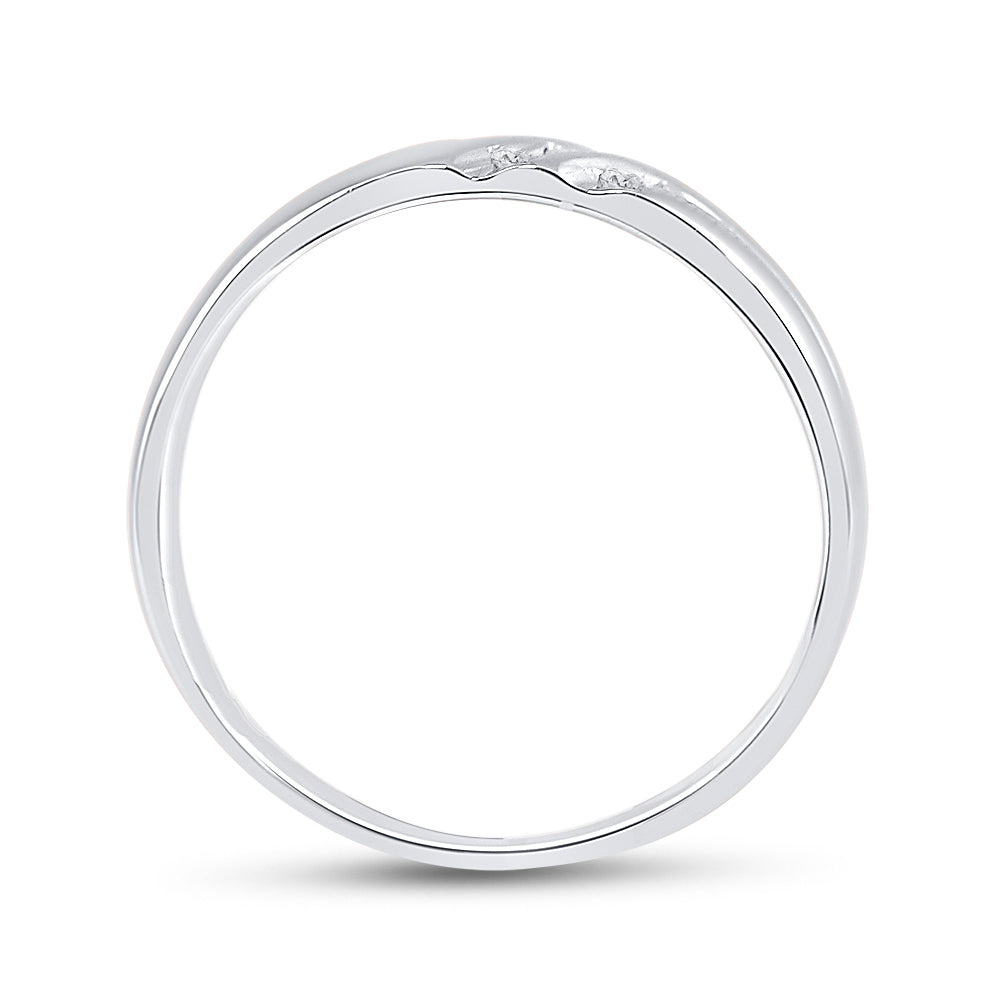 14kt White Gold Mens Round Diamond 5mm Wedding Anniversary Band Ring 1/8 Cttw 10 Daisy Joyeria
