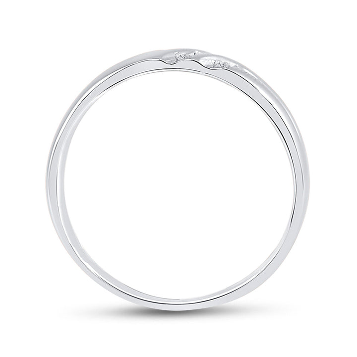 14kt White Gold Mens Round Diamond 5mm Wedding Anniversary Band Ring 1/8 Cttw 10 Daisy Joyeria