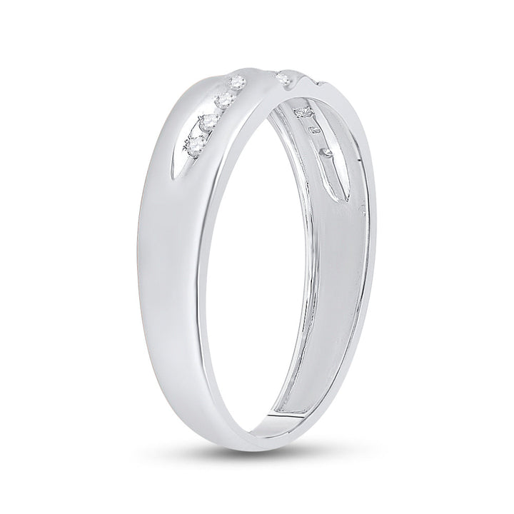 14kt White Gold Mens Round Diamond 5mm Wedding Anniversary Band Ring 1/8 Cttw 10 Daisy Joyeria