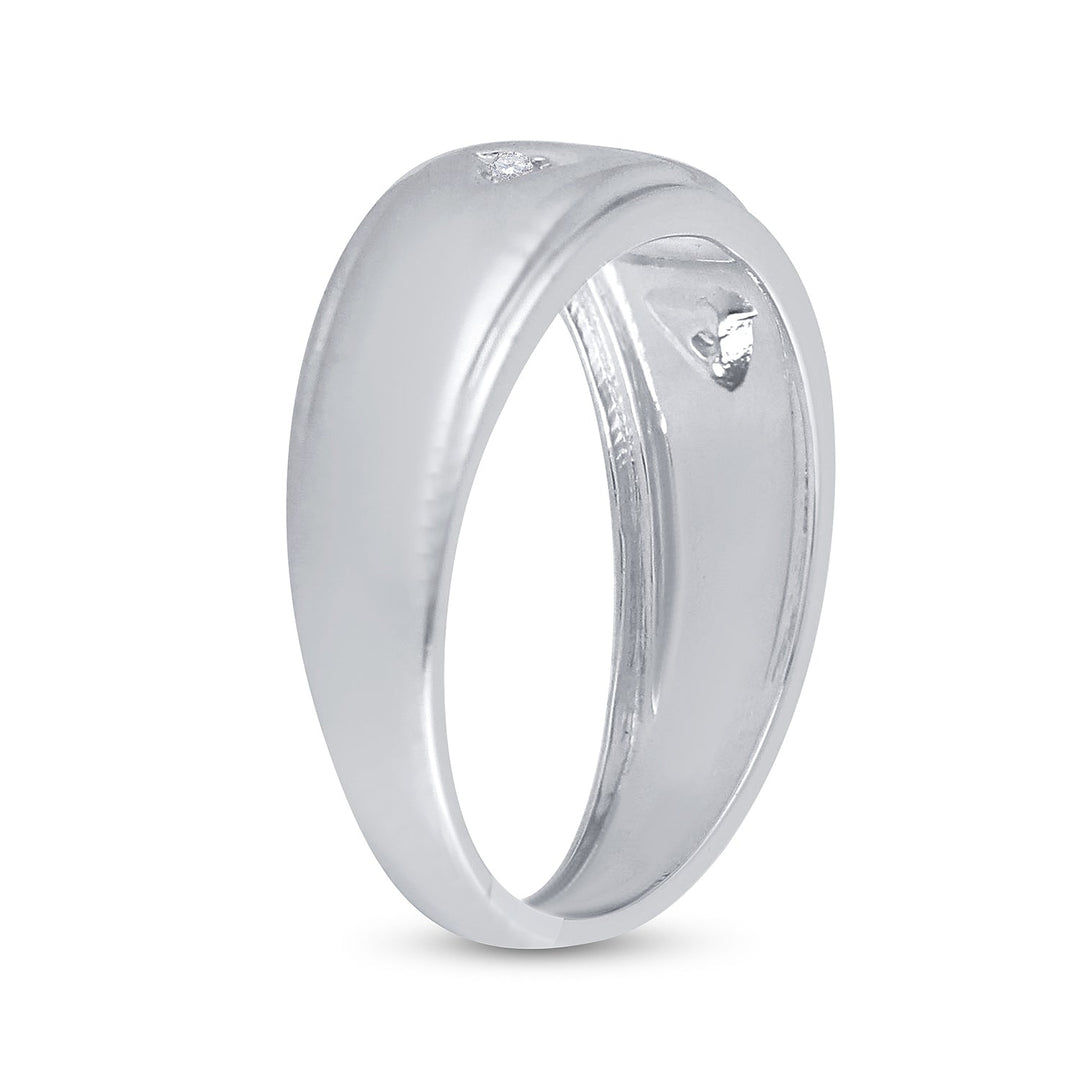 Sterling Silver Mens Round Diamond Cross Wedding Band Ring 1/20 Cttw 10 Daisy Joyeria