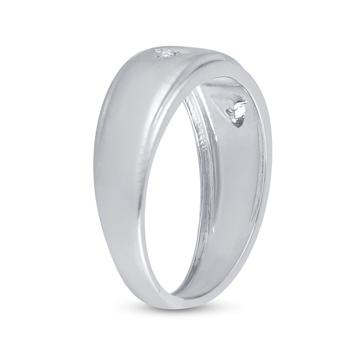 Sterling Silver Mens Round Diamond Cross Wedding Band Ring 1/20 Cttw 10 Daisy Joyeria