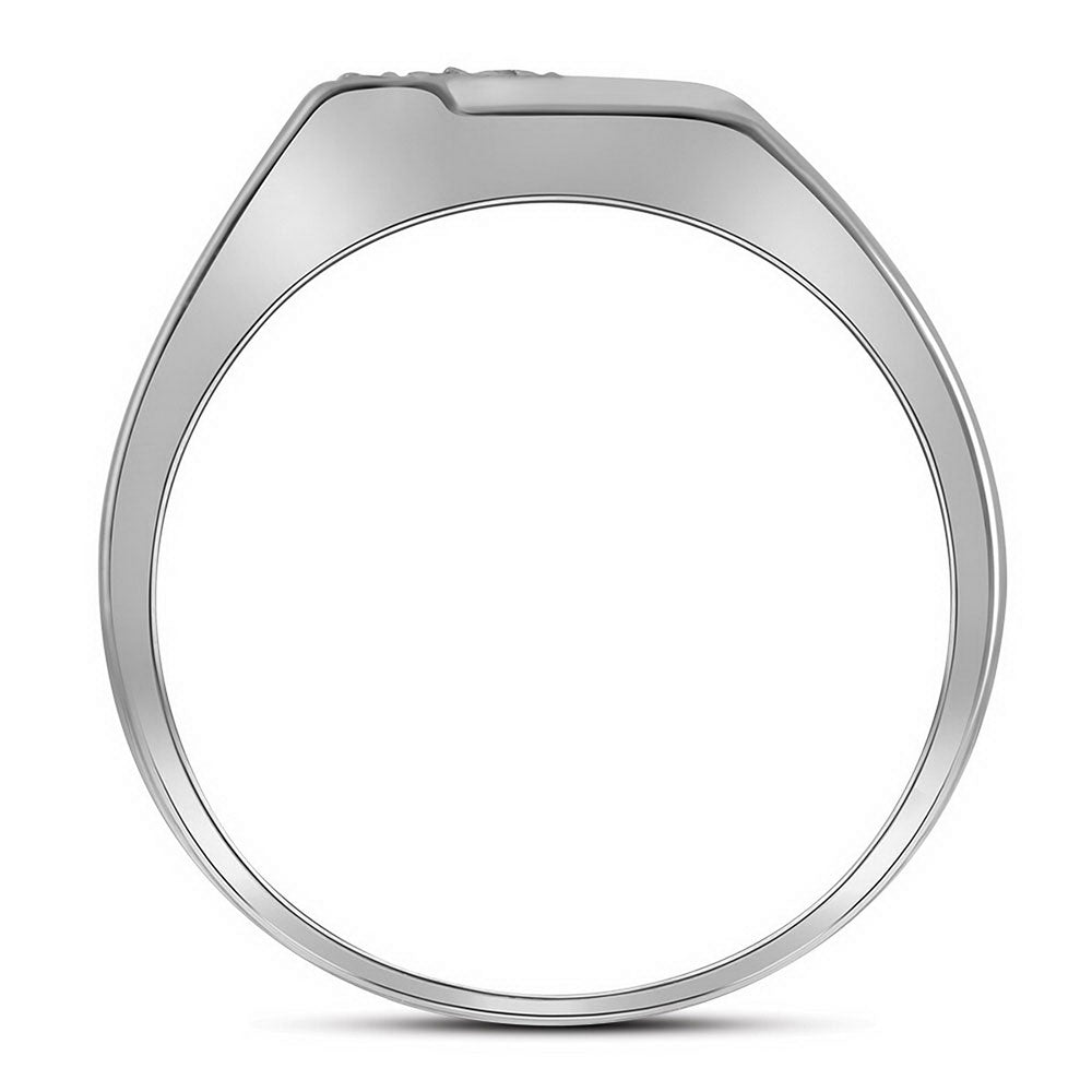 Sterling Silver Mens Round Prong-set Diamond Diagonal Double Row Band Ring 1/10 Cttw 10 Daisy Joyeria