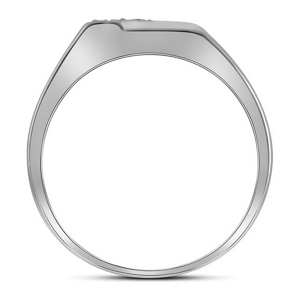 Sterling Silver Mens Round Prong-set Diamond Diagonal Double Row Band Ring 1/10 Cttw 10 Daisy Joyeria