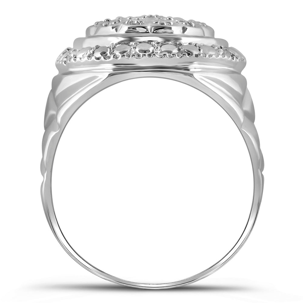 Sterling Silver Mens Round Diamond Fashion Ring 1/10 Cttw 10 Daisy Joyeria