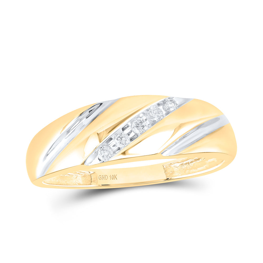 10kt Yellow Gold Mens Round Diamond Wedding Band Ring 1/10 Cttw 10 Daisy Joyeria