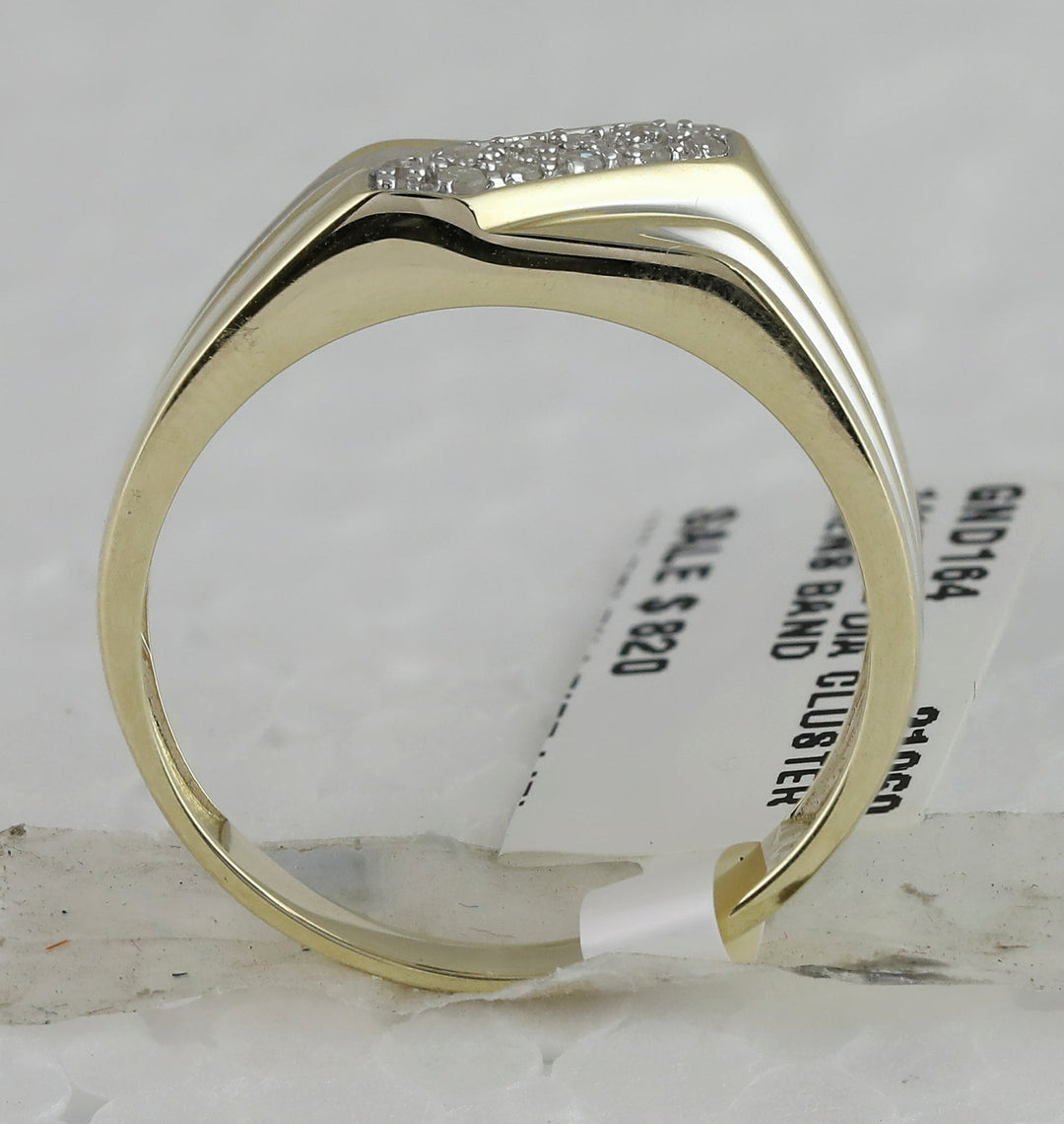 10kt Yellow Gold Mens Round Diamond Band Ring 1/10 Cttw 10 Daisy Joyeria