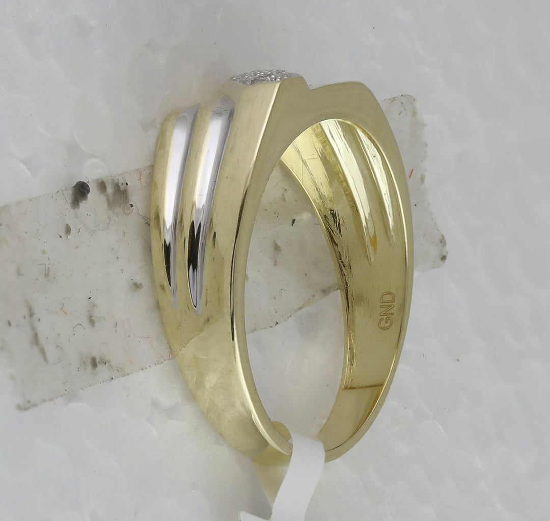 10kt Yellow Gold Mens Round Diamond Band Ring 1/10 Cttw 10 Daisy Joyeria
