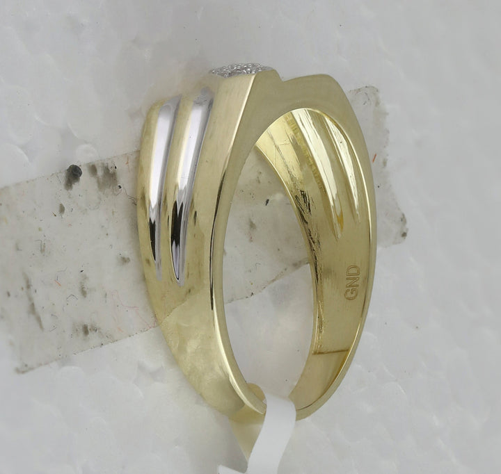 10kt Yellow Gold Mens Round Diamond Band Ring 1/10 Cttw 10 Daisy Joyeria