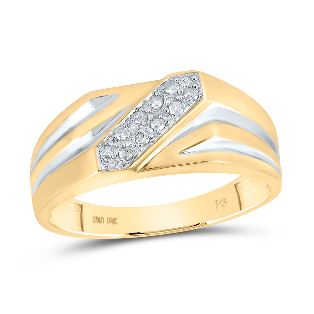 10kt Yellow Gold Mens Round Diamond Band Ring 1/10 Cttw 10 Daisy Joyeria