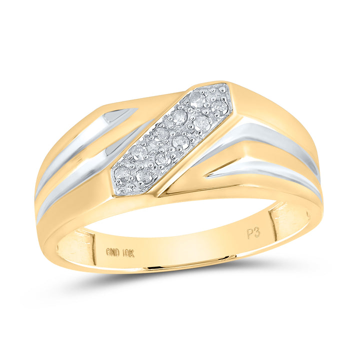 10kt Yellow Gold Mens Round Diamond Band Ring 1/10 Cttw 10 Daisy Joyeria