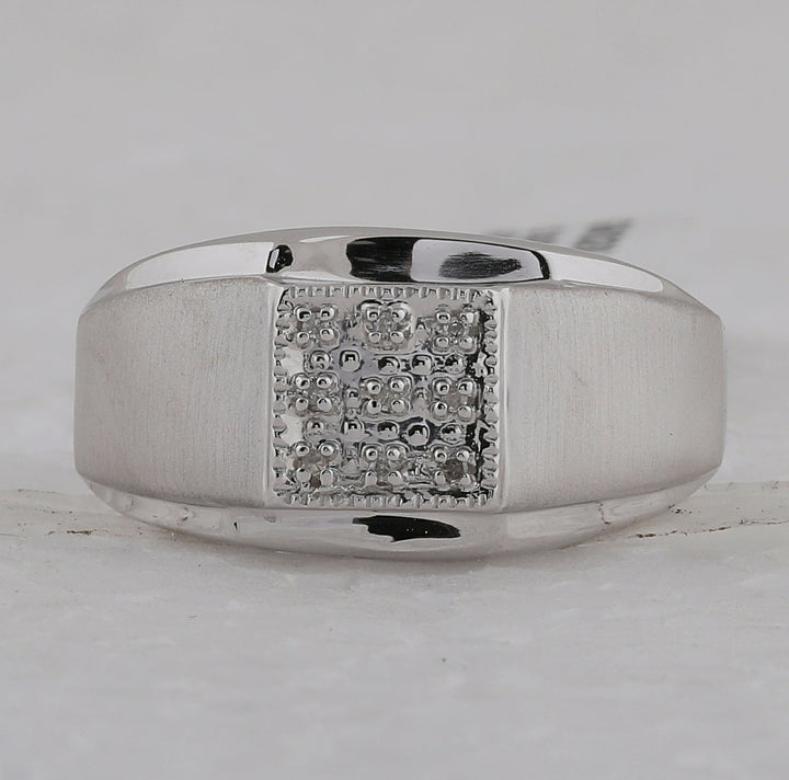 Sterling Silver Mens Round Diamond Square Cluster Ring .03 Cttw 10 Daisy Joyeria