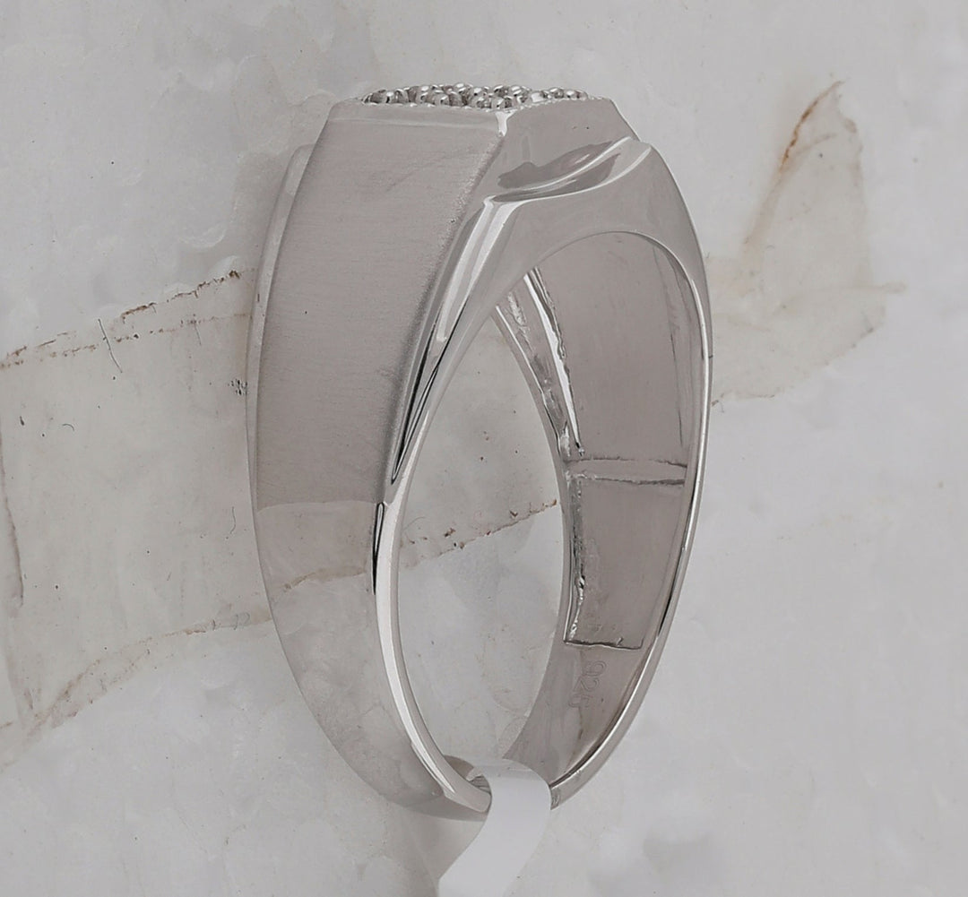Sterling Silver Mens Round Diamond Square Cluster Ring .03 Cttw 10 Daisy Joyeria