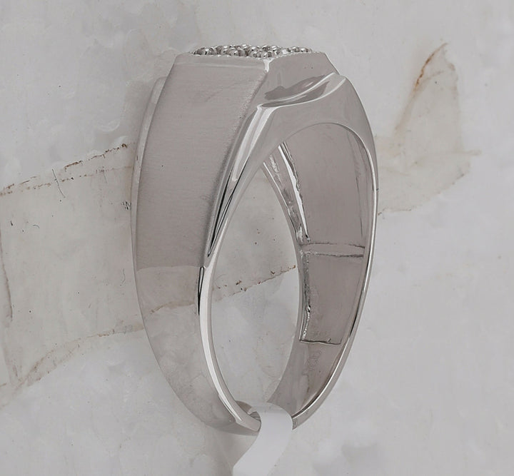 Sterling Silver Mens Round Diamond Square Cluster Ring .03 Cttw 10 Daisy Joyeria