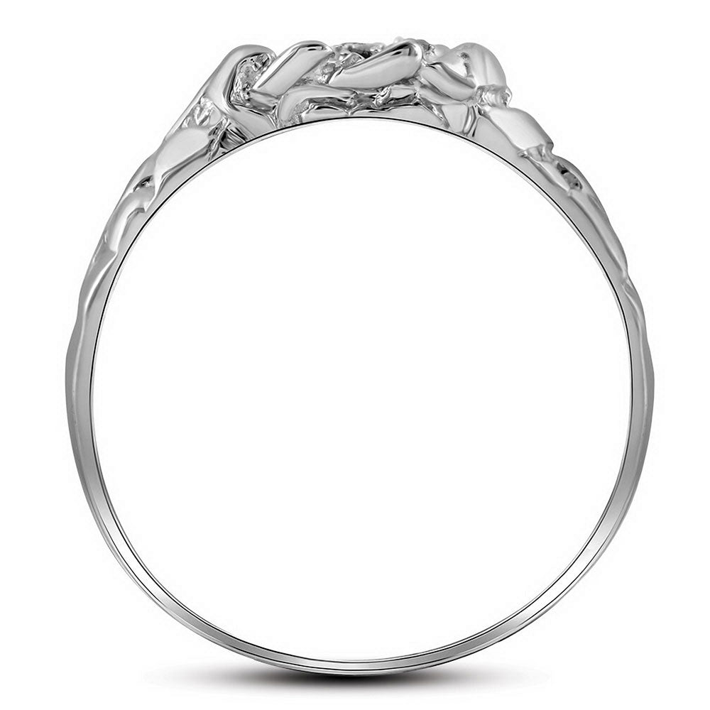 Sterling Silver Mens Round Diamond Cluster Nugget Ring 1/20 Cttw 10 Daisy Joyeria