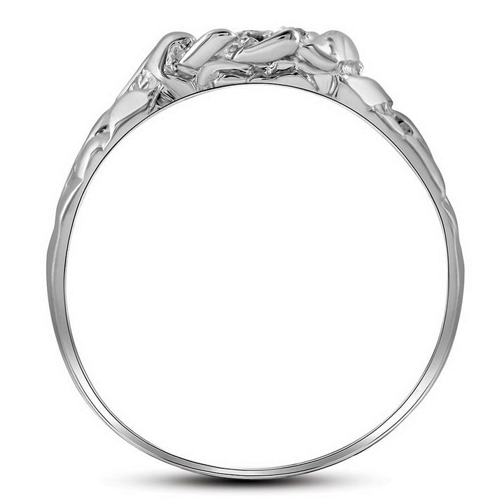 Sterling Silver Mens Round Diamond Cluster Nugget Ring 1/20 Cttw 10 Daisy Joyeria
