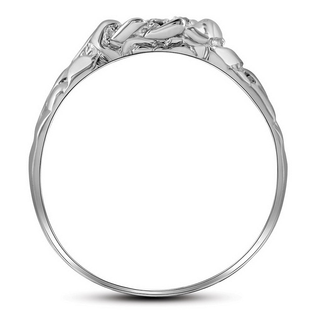 Sterling Silver Mens Round Diamond Cluster Nugget Ring 1/20 Cttw 10 Daisy Joyeria