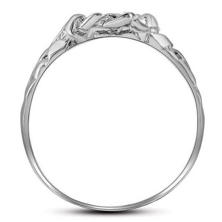 Sterling Silver Mens Round Diamond Cluster Nugget Ring 1/20 Cttw 10 Daisy Joyeria